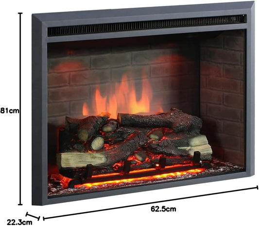 Caminetto Elettrico Balderia Calida 30" con Effetto Fiamma 3D, Telecomando e Crepitio del Fuoco