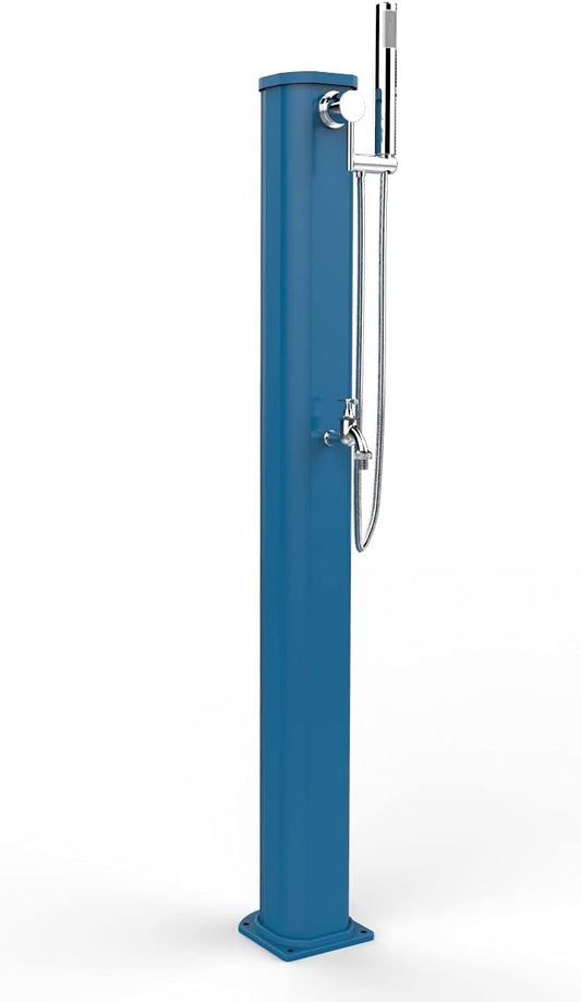 Doccia/Fontana Tradizionale da Esterno Arkema Jolly Go JG185 - Doppio Ingresso Acqua Calda e Fredda, Miscelatore Doccetta a Mano e Rubinetto Portagomme, in Alluminio Verniciato