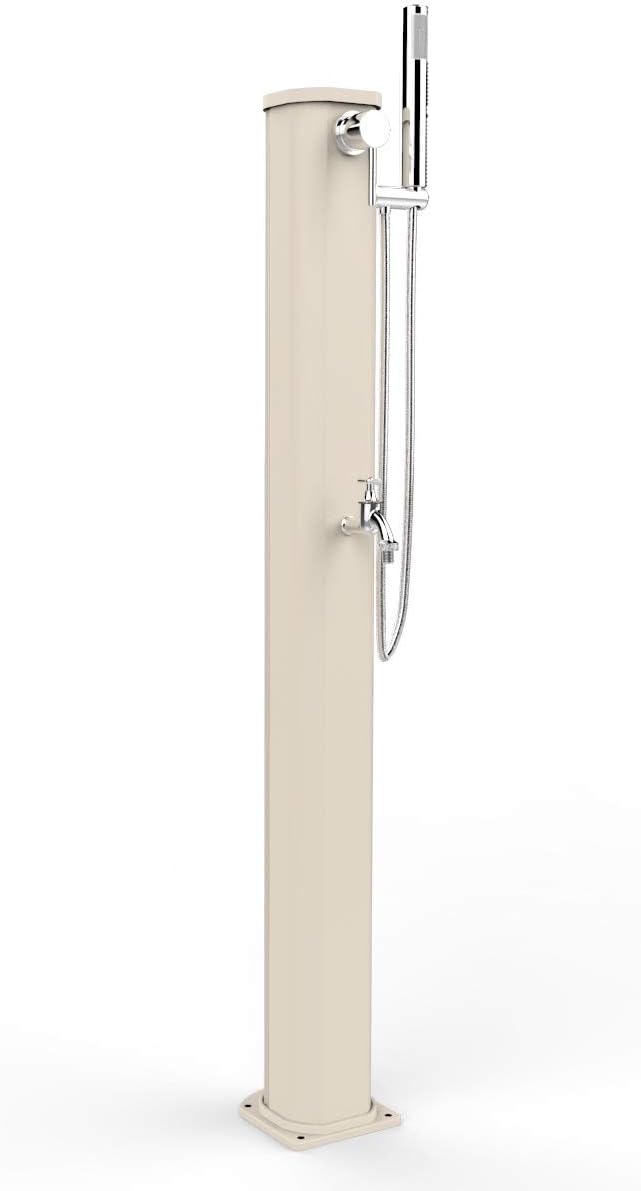 Doccia/Fontana Tradizionale da Esterno Arkema Jolly Go JG185 - Doppio Ingresso Acqua Calda e Fredda, Miscelatore Doccetta a Mano e Rubinetto Portagomme, in Alluminio Verniciato