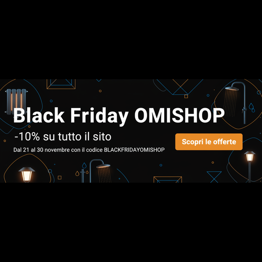 Black Friday 2025 OMIshop: offerte imperdibili su riscaldamento elettrico, docce solari e complementi d'arredo per esterni