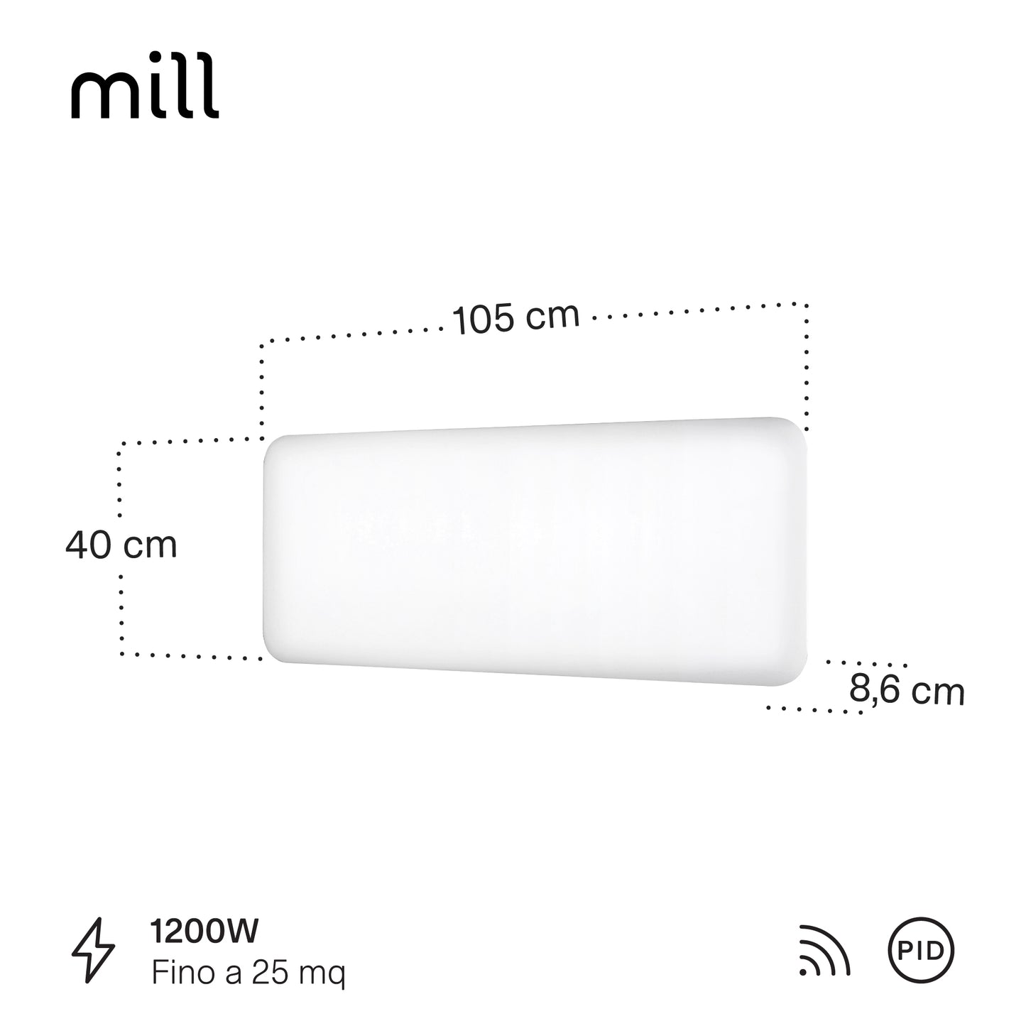 Radiatore Termoconvettore Elettrico a Parete con Frontale in Acciaio o Vetro Mill Invisible Steel / Glass WIFI - Efficienza Scandinava, Riscaldamento Pulito, Economico e Controllo Smart