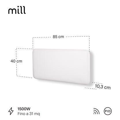 Radiatore Termoconvettore Elettrico a Parete con Frontale in Acciaio o Vetro Mill Invisible Steel / Glass WIFI - Efficienza Scandinava, Riscaldamento Pulito, Economico e Controllo Smart