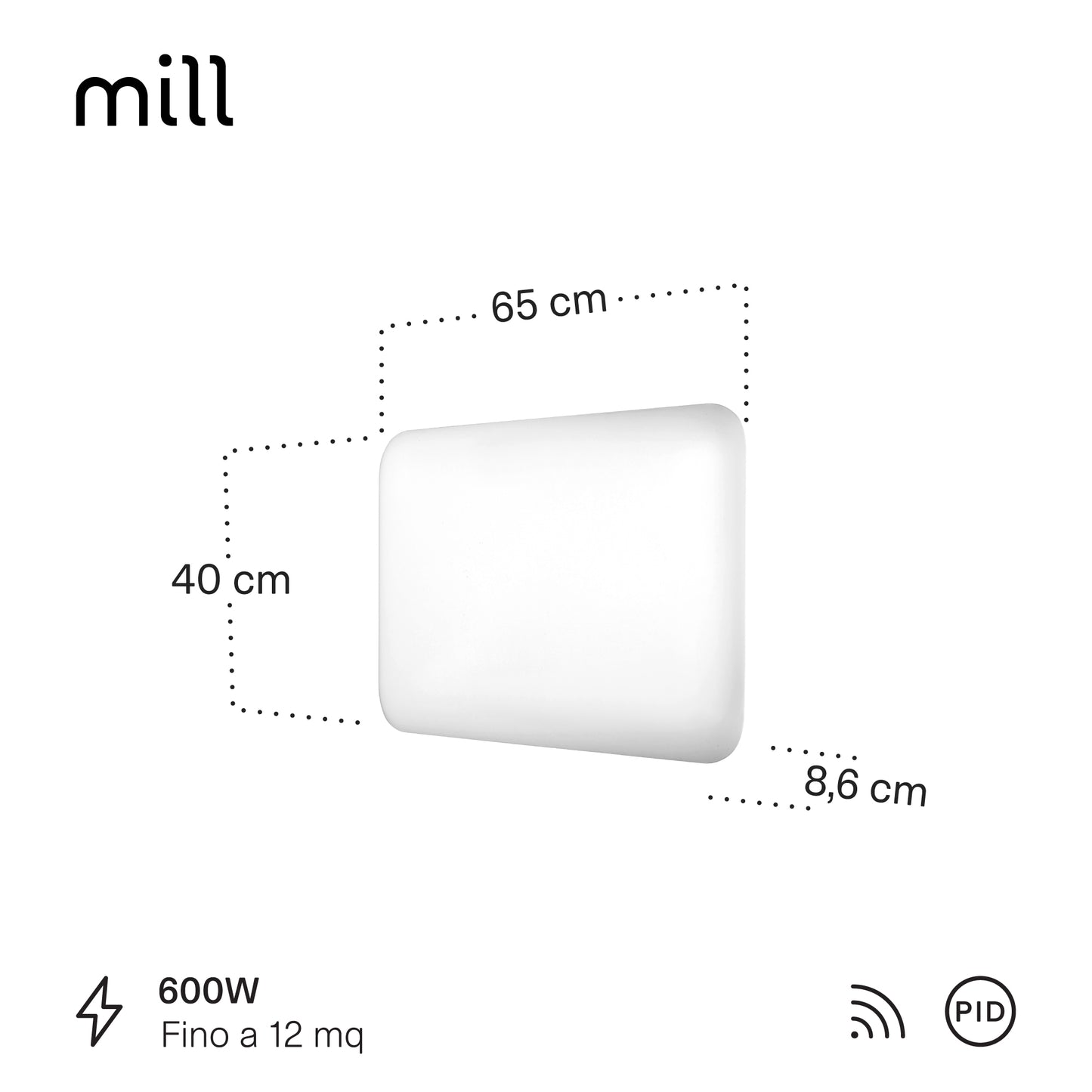 Radiatore Termoconvettore Elettrico a Parete con Frontale in Acciaio o Vetro Mill Invisible Steel / Glass WIFI - Efficienza Scandinava, Riscaldamento Pulito, Economico e Controllo Smart