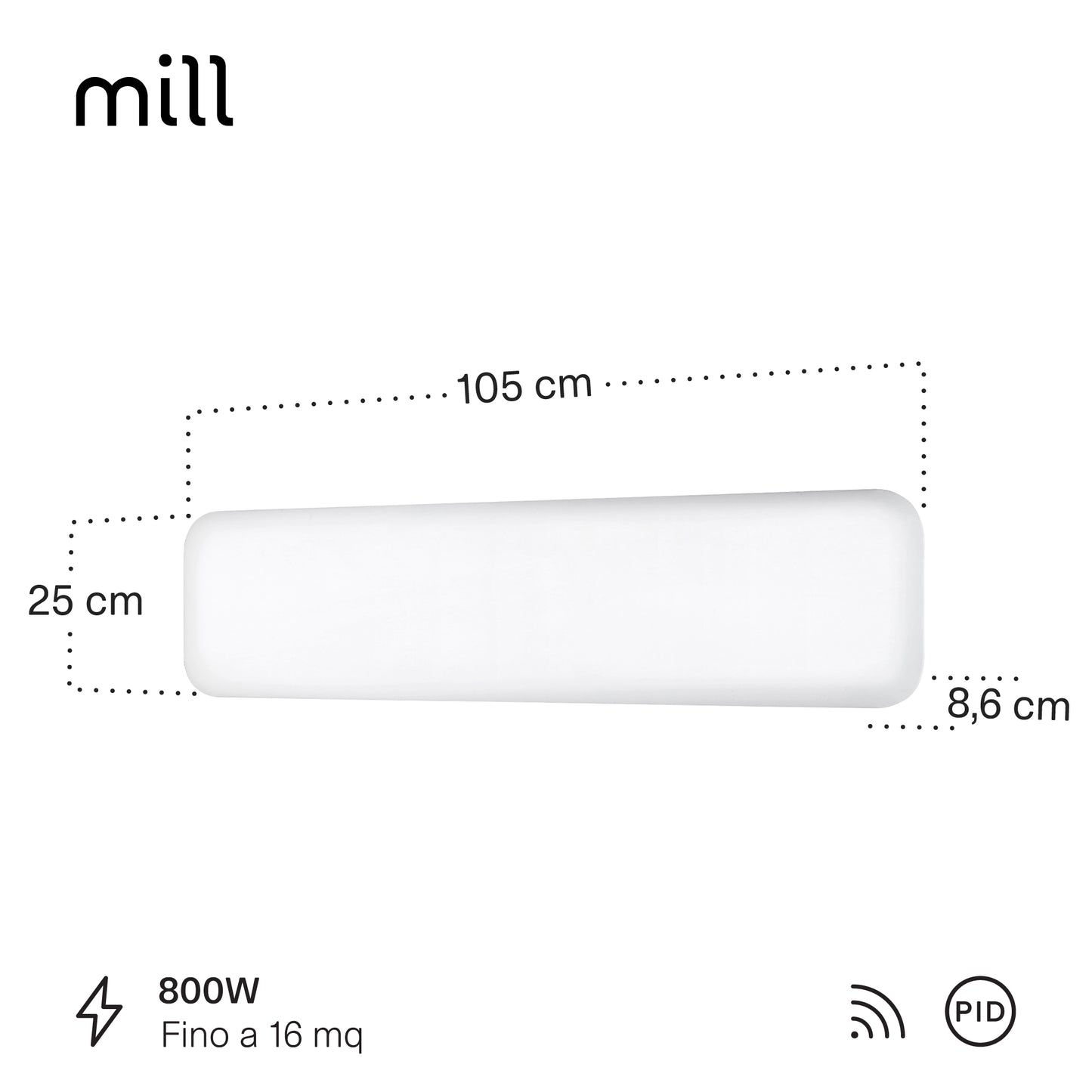 Radiatore Termoconvettore Elettrico a Parete con Frontale in Acciaio o Vetro Mill Invisible Steel / Glass WIFI - Efficienza Scandinava, Riscaldamento Pulito, Economico e Controllo Smart