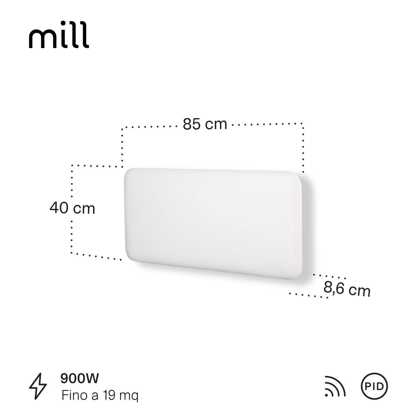 Radiatore Termoconvettore Elettrico a Parete con Frontale in Acciaio o Vetro Mill Invisible Steel / Glass WIFI - Efficienza Scandinava, Riscaldamento Pulito, Economico e Controllo Smart