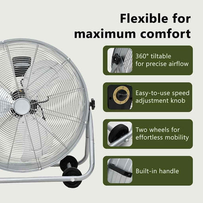 Ventilatore Industriale a Tamburo 80cm in Alluminio con Ruote