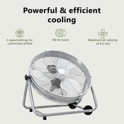Ventilatore Industriale a Tamburo 80cm in Alluminio con Ruote