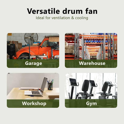 Ventilatore Industriale a Tamburo 80cm in Alluminio con Ruote