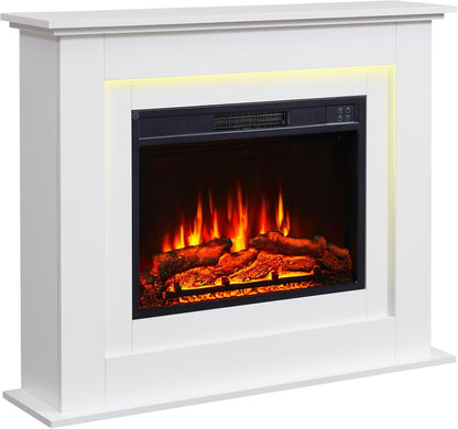 Camino elettrico BALDERIA Finn 2000 W - effetto fiamma 3D con telecomando e termostato - colorazioni Bianco e Rovere