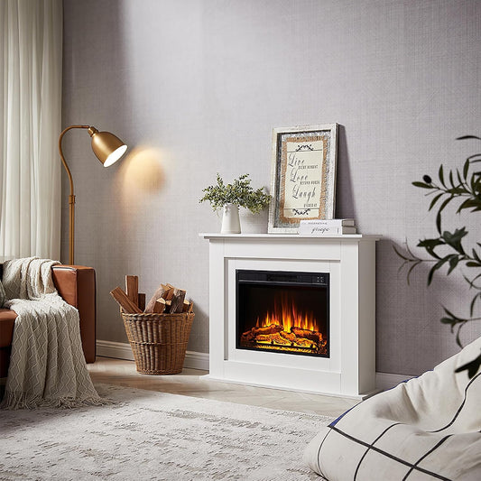 Camino elettrico BALDERIA Finn 2000 W - effetto fiamma 3D con telecomando e termostato - colorazioni Bianco e Rovere