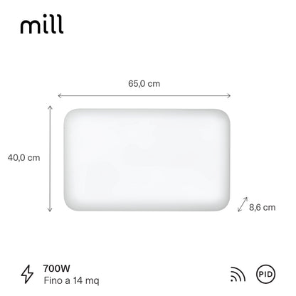 Radiatore-Termoconvettore Elettrico a Parete con Frontale in Acciaio Mill Invisible Steel WIFI - Efficienza Scandinava, Riscaldamento Pulito, Economico e Controllo Smart