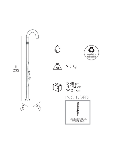 Doccia Tradizionale con Lavapiedi Arkema Design Funny Yin Antracite T125 - Varie Colorazioni