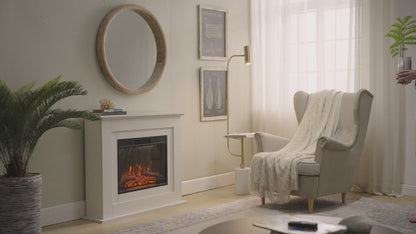 Camino elettrico BALDERIA Finn 2000 W - effetto fiamma 3D con telecomando e termostato - colorazioni Bianco e Rovere